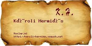 Károli Hermiás névjegykártya